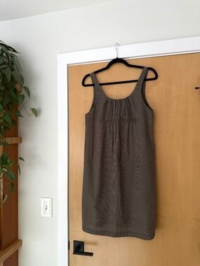 Amente Front Shirring Cotton Knee Dress Olive Brown 100% Cotton Women's Small